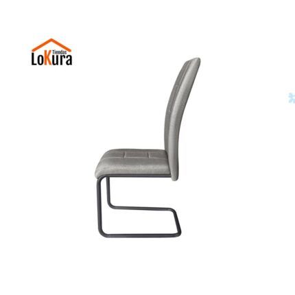 silla de tela color gris con patas cromadas Lagos