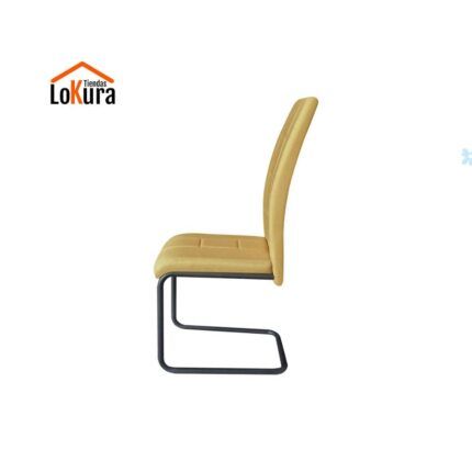 silla de tela color oro con patas cromadas Lagos