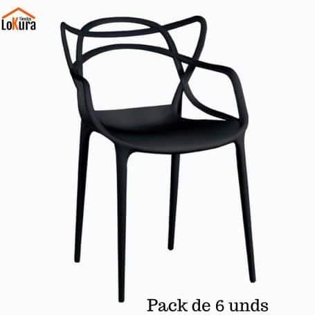 Pack de 6 sillas PVC Negra