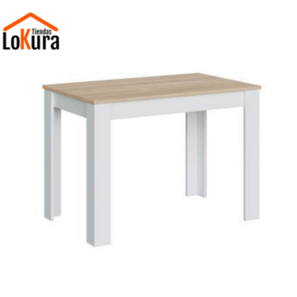 mesa para cocina pequeña de madera estilo nórdico con patas en forma de "L" y tapa en Roble Canadian.