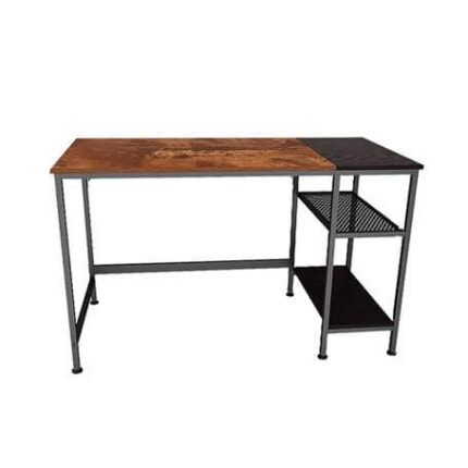 Escritorio estilo industrial moderno de 120x60x75 cm con estante y estructura metálica