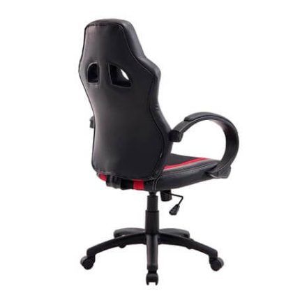 silla gamer barata en color negro y rallas rosas