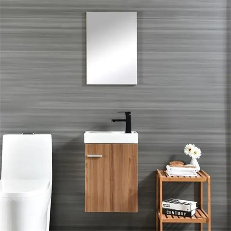 Mueble para baño de madera con lavabo Buganville suspendido en color haya