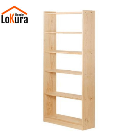 Librería madera de pino macizo con 6 baldas regulable