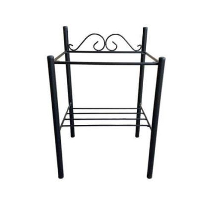 Mesita de forja negra con estructura metálica y estante inferior, diseño decorativo de 40x30x50 cm