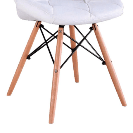 Set de 4 sillas comedor nórdicas blancas, elegantes y modernas, con patas de madera y respaldo ergonómico