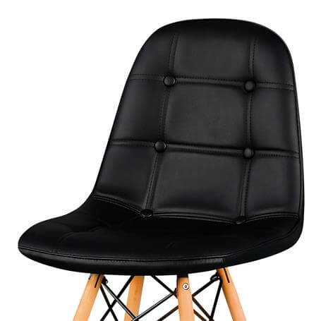 Detalle del tapizado en tela del Set 4 Sillas Comedor, diseño acolchado con botones decorativos