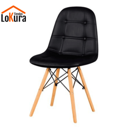 Conjunto de 4 sillas comedor negras, diseño minimalista con refuerzos de acero y acabado premium