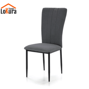 Silla tapizadas comedor gris oscuro con tapizado de lujo y patas de acero negro, ideal para comedores atractivos