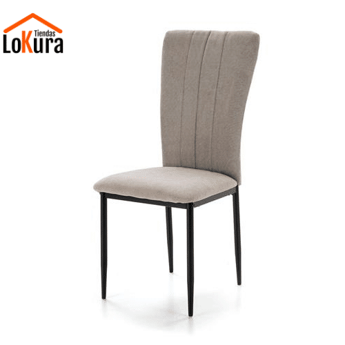 Silla tapizadas comedor en color piedra, diseño contemporáneo con patas de metal y respaldo cómodo