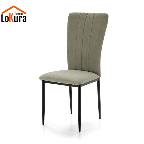 Silla tapizadas comedor color verde con patas de metal negro y tapizado premium, diseño moderno