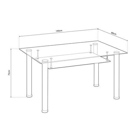 medidas de la Mesa rectangular de comedor 140 x 90 x 75 cm