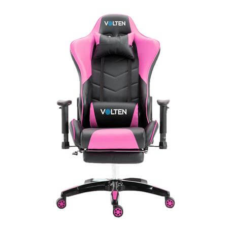 Silla gamer negra y roja, reclinable 180°, con reposapiés, reposabrazos ajustables, piel sintética transpirable y ruedas de PU
