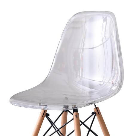 Asiento transparente de policarbonato resistente, con diseño ergonómico para mayor comodidad