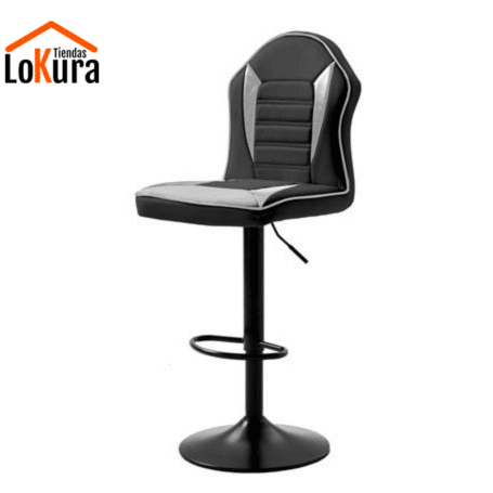 Taburete Gaming en negro con base antideslizante y ajuste de altura