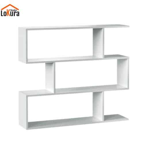 Estanterias bajas de madera blanca brillo, diseño moderno y compacto