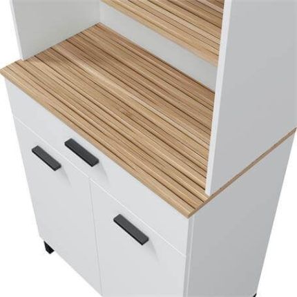 Mueble auxiliar cocina alto compacto, ideal para espacios pequeños, fabricado con tablero melaminizado fácil de limpiar