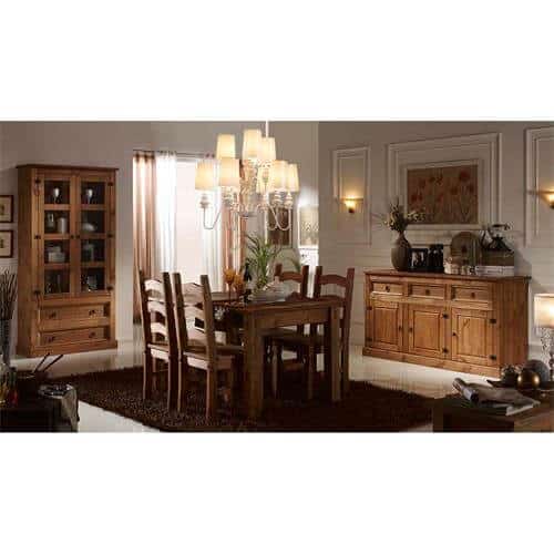 Mesa madera salón rustica Veracruz extensible, capacidad 6-8 personas, ideal para salones y comedores con estilo campestre