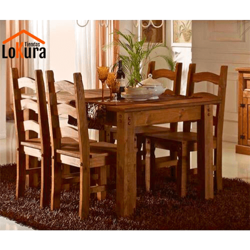 Mesa madera salón rústica extensible de pino macizo, tratada con cera. Medidas: 140-180x90x75 cm. Ideal para comedores