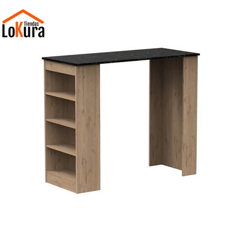Mesa alta de cocina tipo barra con amplio almacenamiento lateral