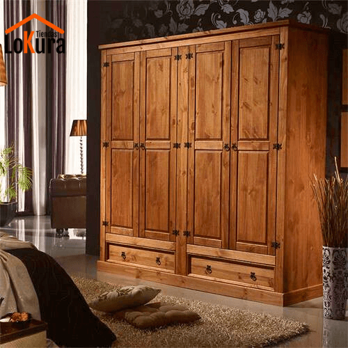 Ropero de madera de 4 puertas