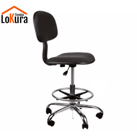 Silla escritorio con reposapiés ergonómico y altura ajustable en color negro