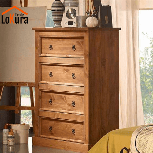 Sinfonier estilo rustico en madera de pino macizo y tratado con cera con 4 cajones espaciosos