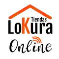 Logo de Tienda Lokura Online en naranja y negro, fondo transparente