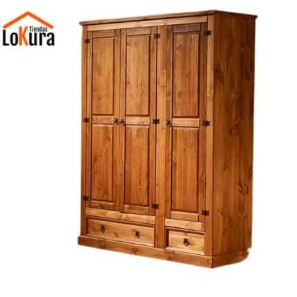 Ropero pino 3 puertas de madera de pino macizo
