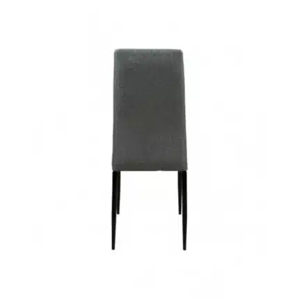 Silla tapizada en tela gris oscuro modelo Beni vista trasera con respaldo alto para comedor