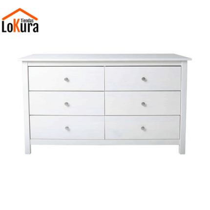 Cajonera de pino blanca de 6 cajones