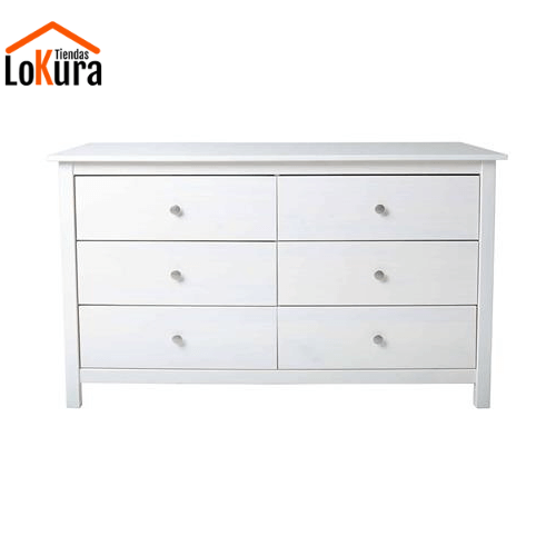 Cajonera de pino blanca de 6 cajones