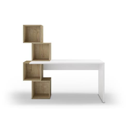 Escritorios con estantes de madera