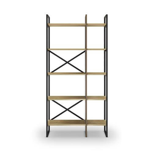 Estantería madera y metal con 5 estantes para decorar y organizar