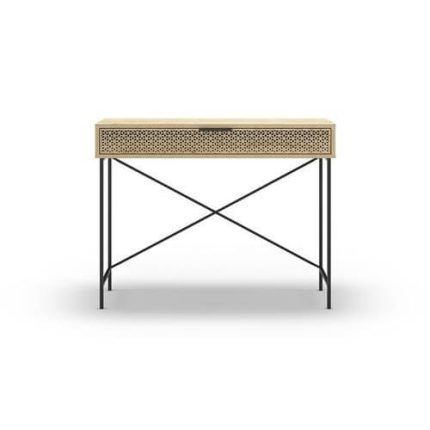 Recibidor para sala ECRIN de roble y metal con cajón funcional