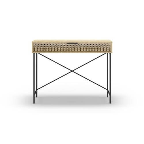 Recibidor para sala ECRIN de roble y metal con cajón funcional