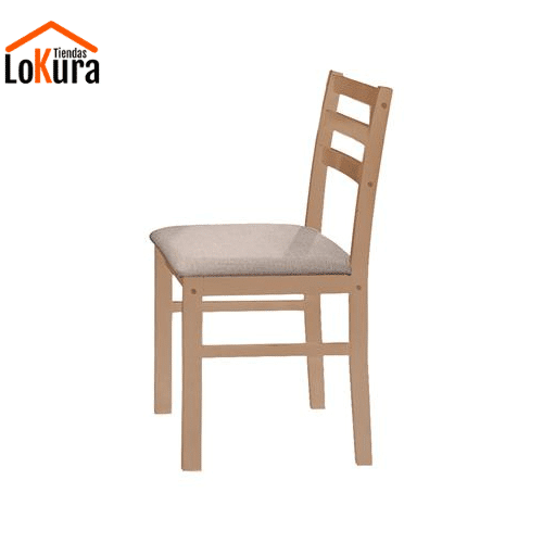 Sillas de madera tapizadas madera natural Seattle con asiento beige y respaldo ergonómico, diseño cálido y clásico