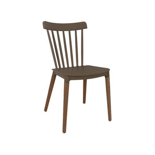 sillas plásticas con patas de madera