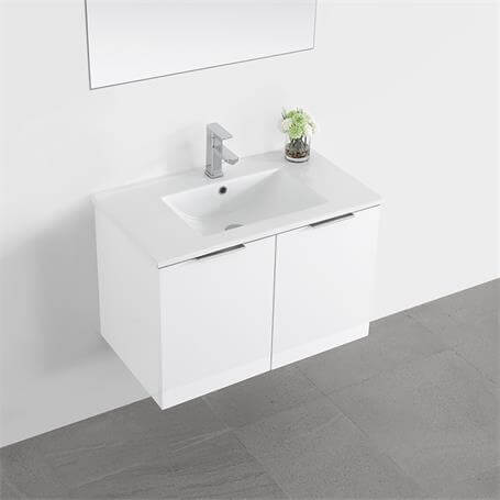 Mueble de baño suspendido Venus en color blanco con lavabo colgado a la pared