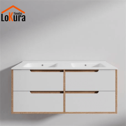 Mueble baño suspendido 120 cm de doble seno