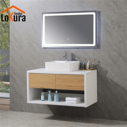 Mueble de baño con espejo y luz