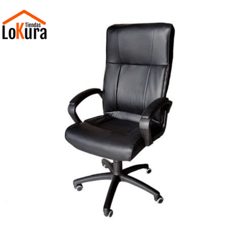 Silla Ejecutiva Cómoda OFI1900 negra con respaldo alto y ruedas de nylon.