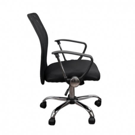 Silla escritorio malla con brazos negra ajustable, con asiento acolchado y soporte lumbar para largas jornadas de trabajo