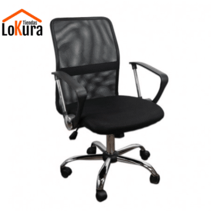 Silla Escritorio Malla con Brazos Negra con respaldo transpirable y diseño ergonómico para oficina y home office