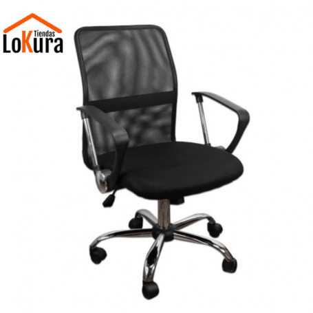 Silla Escritorio Malla con Brazos Negra con respaldo transpirable y diseño ergonómico para oficina y home office
