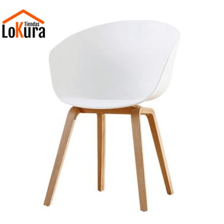 Sillas de comedor estilo nórdico blancas, con respaldo curvo y patas de madera de haya, tamaño 55x50x77 cm