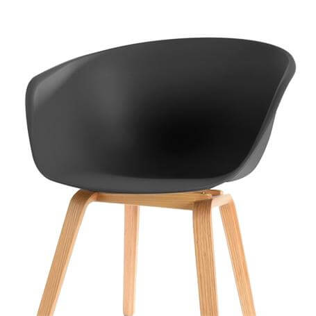 Sillas de comedor estilo nórdico en negro, diseño elegante en polipropileno con medidas 55x50x77 cm