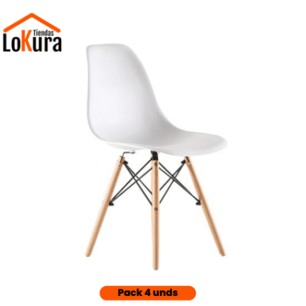 Sillas comedor pack 4 de estilo nórdico en color blanco