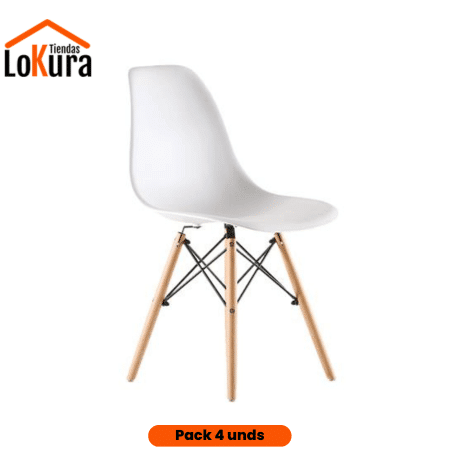 Sillas comedor pack 4 de estilo nórdico en color blanco
