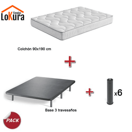 combo colchón mas base cama